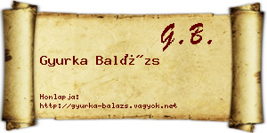 Gyurka Balázs névjegykártya